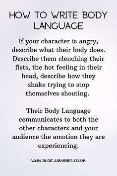 a poem written in black and white with the words how to write body language