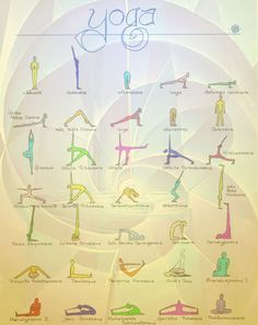 the yoga poster is shown with many different poses