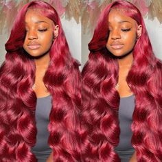 PRICES MAY VARY. 99j Burgundy Lace Front Wigs Human Hair Material: 200% Density Wine Red HD Lace Front Wigs Human Hair for black Women, Unprocessed 10A Brazilian Virgin human hair body wave wigs, smooth and healthy, thick and bouncy, beautiful color and soft texture hd lace Front Wigs human hair high quality: 13x4 Glueless Wigs Wine Red Virgin Human Hair Wigs pre plucked with baby hair for women, HD swiss lace match all skin tone well, natural hairline and true to length, no shedding and free ta Dark Skin With Colored Wig, Pink Lemon Hair Bundles, Burgundy Side Part Wig, Red Side Part Wig, Burgundy Wig Hairstyles, Curly Burgundy Wig, Cherry Red Wig, Burgundy Wigs For Black Women, Red Body Wave Wig