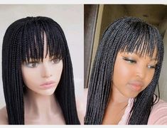 Cleopatra Wig, Short Bob Braids, Short Braid, Wig With Fringe, Fringe Braid, Small Box Braids, Short Box Braids, Kanekalon Hairstyles, Braid Wig