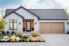 a house with halloween decorations in front of it