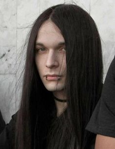 Goth Guys With Long Hair, Metalhead Guy, Vampire Hair, Goth Guy, Metal Boy, Goth Guys, Gothic Men, Boys Long Hairstyles, Long Black Hair