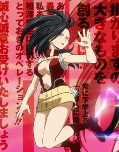 an anime character with black hair and no shirt on, standing in front of pink background