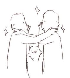 a drawing of two people hugging each other