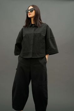 Women's Black Twill Utility Jacket Utility Outfit, 25 Aesthetic, Long Kimono Jacket, Denim Utility Jacket, Black Utility Jacket, Designer Outerwear, Oversize Jacket, Duffel Coat, Utility Shirt