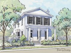 this is an artist's rendering of a two story house