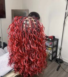 Boho Knotless Braids With Color Red, Red And Black Boho Braids, Red Boho Bob Knotless Braids, Boho Knotless Braids Bob With Color, Red Boho Braids Black Women, Bob Knotless Box Braids, Bob Knotless Braids, Boho Bob, Braids Bob