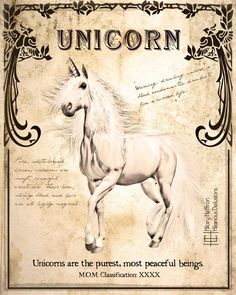 an old fashioned unicorn poster with the words unicorn on it