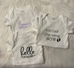 Baby onesies! For custom design enter under personalization! Color shown in pictures is the color for design! Gender Neutral Baby, Color Show, Onesies, Baby Onesies, Baby Clothes, Kids Outfits, Custom Design, White, Quick Saves