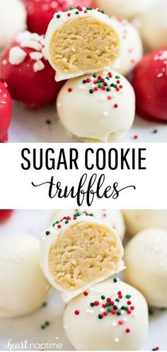 sugar cookie truffles with sprinkles on them