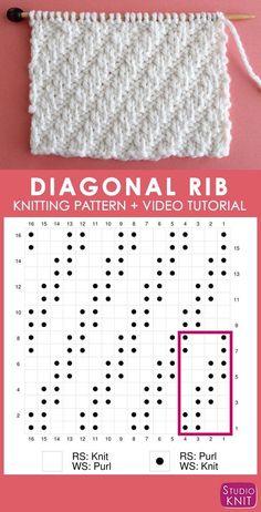 the diagonal rib knitting pattern and how to use it