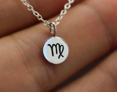 Virgo Necklace - 925 Sterling Silver - Tiny Horoscope Zodiac Charm Jewelry *NEW* Zodiac Necklaces, Silver Heart Necklace, Necklace Online, Buying Jewelry, Charm Jewelry, Sterling Silver Rings, Gold Jewelry