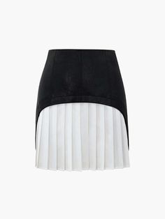 Details Composition: 70% Polyurethane. 30% Polyester Design: Patchwork. Pleated Style: Casual Thickness: Regular ... Velvet Bustier, Jeans Trendy, Faux Leather Mini Skirt, Leather Patchwork, Women's Bottoms, Leather Mini Skirt, Strapless Midi Dress, Comfy Shorts, Leather Mini Skirts