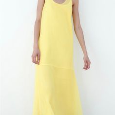 Sleeveless Round Neck Dress - M Sleeveless Slip Dress For Spring Vacation, Spring Sleeveless Slip Dress For Vacation, Spring Vacation Sleeveless Slip Dress, Sleeveless Summer Daywear Slip Dress, Fitted Sleeveless Daytime Maxi Dress, Yellow Sleeveless Slip Dress, Fitted Sleeveless Maxi Dress For Daytime, Sleeveless Slip Dress For Summer Daywear, Zara Sleeveless Dress For Daywear