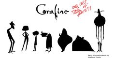 the silhouettes of people are shown in black and white, with red writing on them