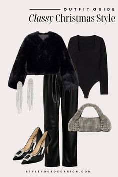 Classy Christmas Party Outfit, Party Outfit Ideas For Women, Classy Christmas Outfit, Christmas Outfits For Women, Christmas Party Outfit Ideas, Full Black Outfit, Christmas Pictures Outfits, Chic Style Inspiration