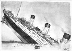 a drawing of a large ship in the water