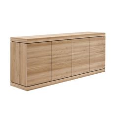 the sideboard is made from wood and has two doors on one side, and three drawers on the other