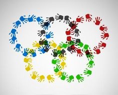 an olympic symbol made up of handprints on a white background with the colors of different hands