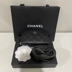 Brand New In Box With Original Packaging Includes: Chanel Shopping Bag, Box, Dust Bag, Ribbons Reference: Ap3686b10583c3906 From 24c Collection Dimensions: 8 11 2 Cm 100% Authentic. Pm Will Handle Authentication Purchased At The Chanel Rue Du Faubourg Saint-Honor In December 2023 Ribbons Reference, Luxury Wallets With Gold-tone Hardware As Gift, Luxury Wallets With Gold-tone Hardware, Elegant Wallets With Gold-tone Hardware For Gift, Designer Compact Bag For Formal Occasions, Luxury Shoulder Bag With Card Slots For Gift, Elegant Pouch Wallets With Original Box, Luxury Wallet With Detachable Strap, Luxury Formal Wallet With Detachable Strap