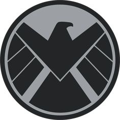 the avengers logo is shown in black and gray colors, with an eagle on it's chest