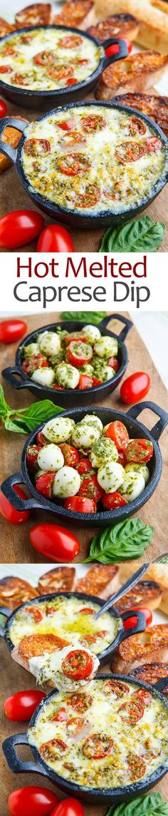 the process of making hot melted caprese dip