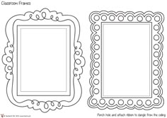 a set of two ornate frames with the words classroom frames on each side and an oval border