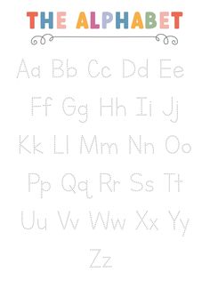 the alphabet worksheet for children to learn how to write and draw letters with numbers