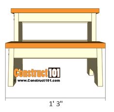 a drawing of a bench with the measurements for it to be built into an end table