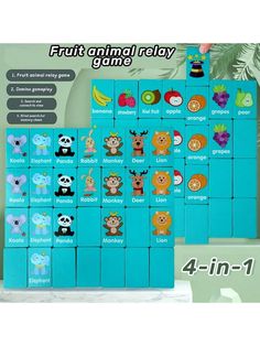 the four - in - 1 animal memory game is shown with an image of animals on it