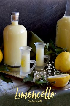 there are lemons and milk on the table