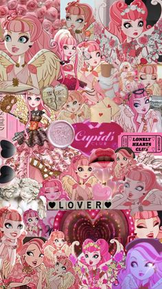 a collage of pink and white dolls with different hair colors, sizes and shapes