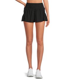 From Free People FP Movement&#x2C; these shorts feature:High rise smocked waistbandSide pocketsPull-on constructionApprox. 1.12" inseamPolyesterMachine wash/tumble dryImported. Free People Shorts Black, Free People Flirt Shorts, Free Prople Shorts, Free People Athletic Shorts, Fp Movement Shorts, Free People Movement Shorts, Free People Get Your Flirt On Shorts, Fp Movement Outfit, Free People Clothes