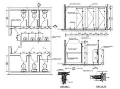 three drawings of different types of construction materials and their measurements, including the details for each section