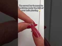 a woman's hand with red nail polish on it and the caption reads, the curved bar is meant to be hidden under the foot of your next preparing