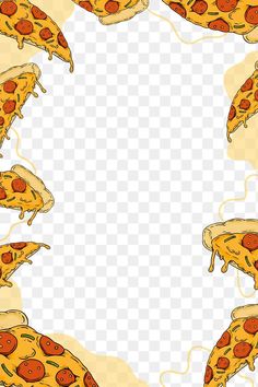 pizza slices with different toppings arranged in a circle on a transparent background png