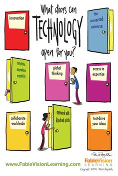 an open door with the words what doors can technology open for you?