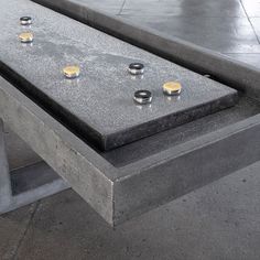 James De Wulf Shuffleboard Table by De Wulf, showing shuffleboard table in live shot. Shuffle Board Table, Brutal Design, Shuffle Board, Shuffleboard Table, Concrete Diy Projects, Concrete Forms, Concrete Furniture, Concrete Table, Concrete Color