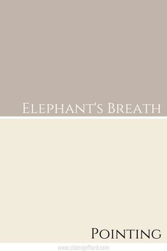 the words elephant's breath are in white and gray colors on a beige background