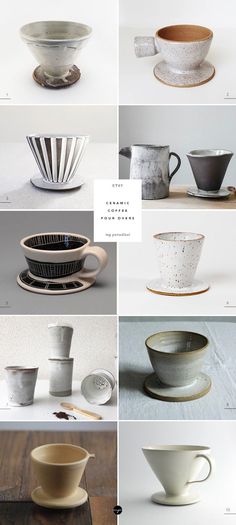 many different bowls and cups are shown in this collage with the caption's description below