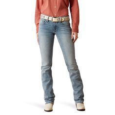 We love a straight-leg jean—especially one this cute. Pair it with a Futurity boot in the arena, cuff it over a Hilo shoe on weekends, or dress it up with Dixons for date night. A wearable light wash and subtle back pocket add to its versatility. Mid Rise Mallory Straight Leg Jeans | Product Features : 0 : Contoured waistband hugs your curves for a fit that moves with you | Women's Mid Rise Mallory Straight Leg Jeans in Oklahoma 10.75 oz ring-spun denim. 82% Cotton, 17% Repreve® Recycled Polyest Light Wash Straight Leg Jeans, Workwear Overalls, Buckaroo Boots, Cowboy Boots Square Toe, Ostrich Boots, Work Coat, Work Jeans, The Arena, Tall Jeans