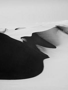 black and white photograph of sand dunes in the desert