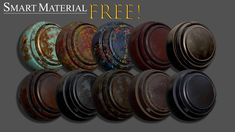 an assortment of different sizes and colors of knobs with the words smart material free