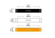 the size and width of an electronic device, with measurements for each item on it