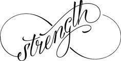 the word strength written in cursive writing