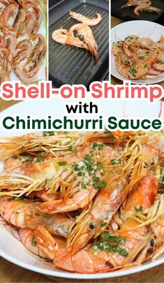 Shell-on Grilled Shrimp with Chimichurri Sauce Raw Shrimp Recipes, Jumbo Shrimp Recipes, Shrimp Marinade, Garlic And Olive Oil, Grilled Shrimp Recipes, Jumbo Shrimp, Easy Dinner Recipe, Chimichurri Sauce, Shrimp Recipes Easy