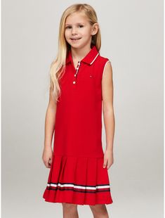 Tommy Hilfiger girls' dress.  Material: 97% Cotton. Classic Sleeveless Cotton Dress, Classic Mini Length Cotton Dress, Sleeveless Cotton Dresses By Tommy Hilfiger, Tommy Hilfiger Cotton Summer Dresses, Tommy Hilfiger Sleeveless Dress For Spring, Tommy Hilfiger Sleeveless Dress For Summer, Casual Tommy Hilfiger Spring Dresses, Tommy Hilfiger Fitted Summer Dresses, Tommy Hilfiger Spring Mini Dresses