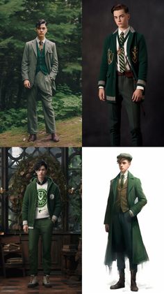 Slytherin Outfit Men, Green Leather Jacket Outfit, Slytherin Aesthetic Outfit, Slytherin Outfit Ideas, Slytherin Inspired Outfits, Wizarding Fashion, Slytherin Uniform, Wizard Aesthetic, Harry Potter Uniform