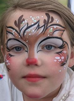 Rudolph Face Paint, Holiday Face Paint, Christmas Face Painting For Kids, Christmas Face Painting Ideas, Reindeer Face Paint, Lip Makeup Art, Halloween Lip Makeup, Lip Makeup Ideas, Obličejové Masky