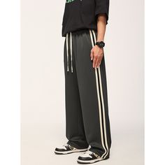 N-024-37 Casual Full Length Pants With Side Stripes, Casual Full-length Bottoms With Side Stripes, Casual Trousers With Side Stripes, Stretch Casual Pants With Side Stripes, Casual Summer Pants With Side Stripes, Casual Wide Leg Pants With Side Stripes, Dance Pants Hip Hop, Mens Trousers Casual, Dress Date Night